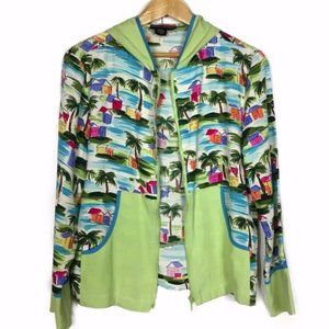 Anne Carson Silk Tropical Print Jacket Windbreaker